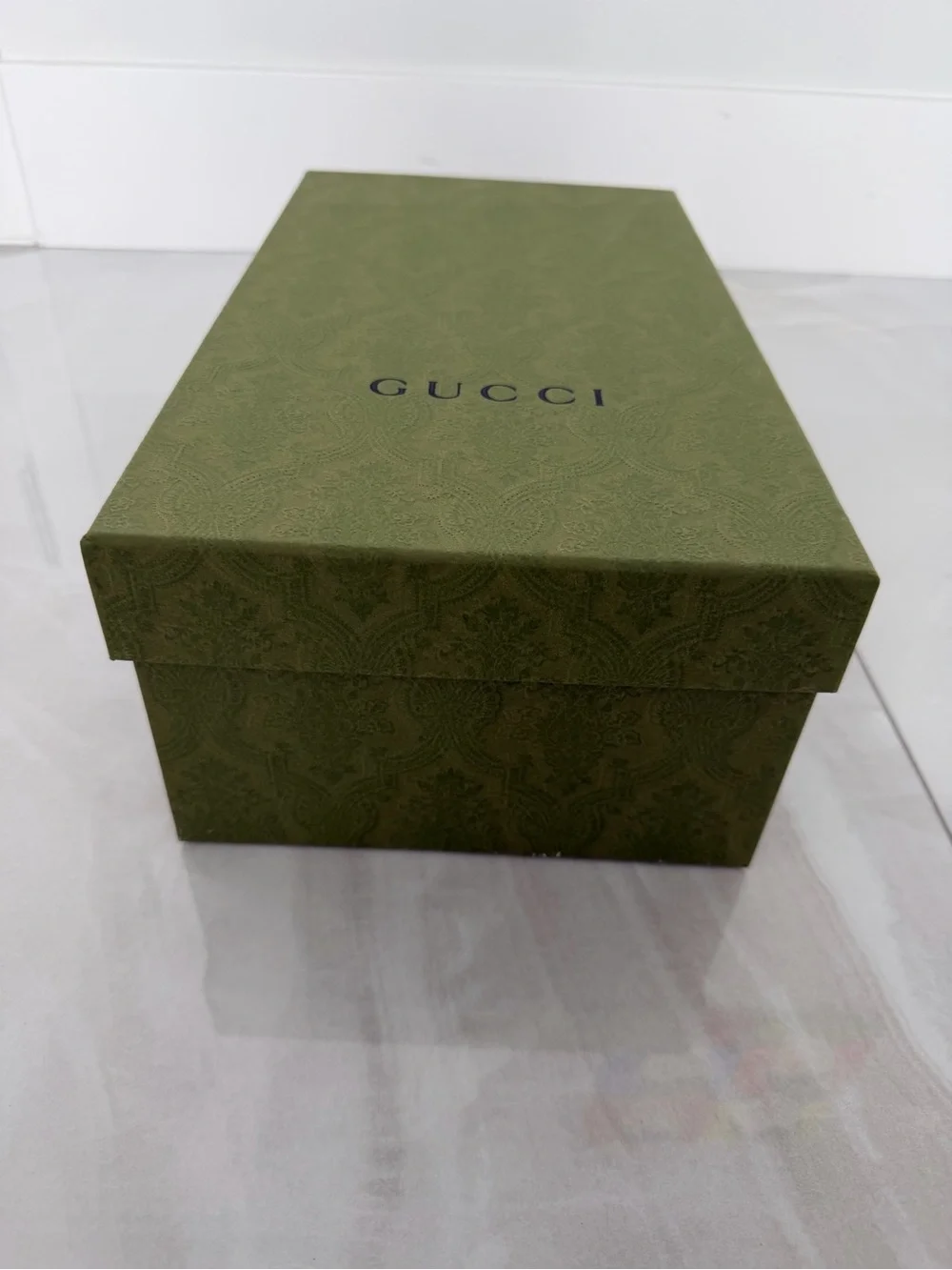 Gucci Mens Green Shoe Box 2 Linen Textured Dust Bags Logo Tissue Paper Inserts